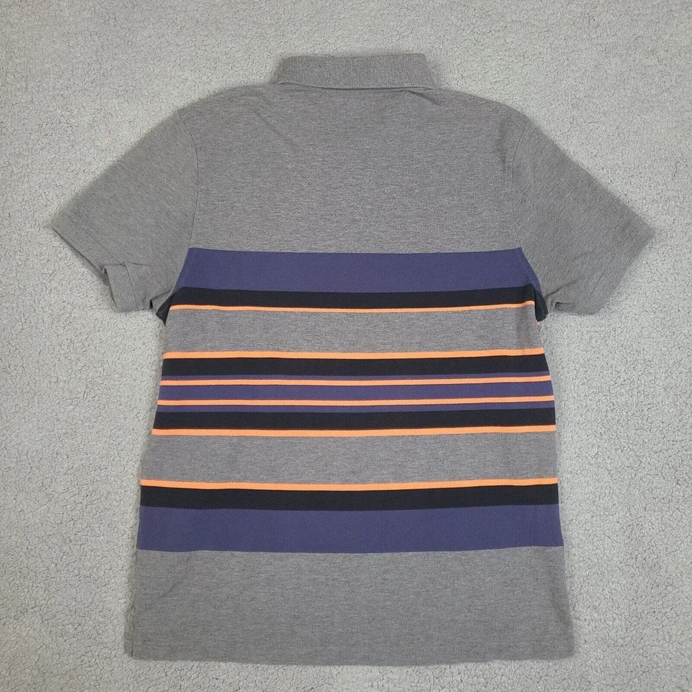 J. Crew Polo Shirt Mens Large Gray‎ Striped Classic Polo Cotton